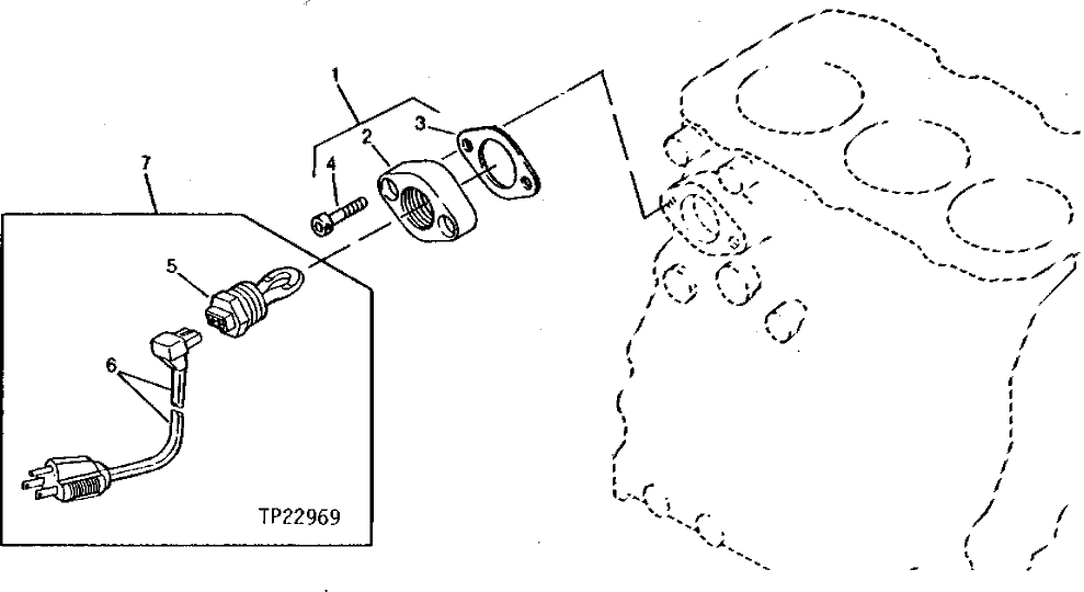 Схема запчастей John Deere 5 - 2 - BLOCK HEATER ADAPTER 505 - ENGINE AUXILIARY SYSTEM 5