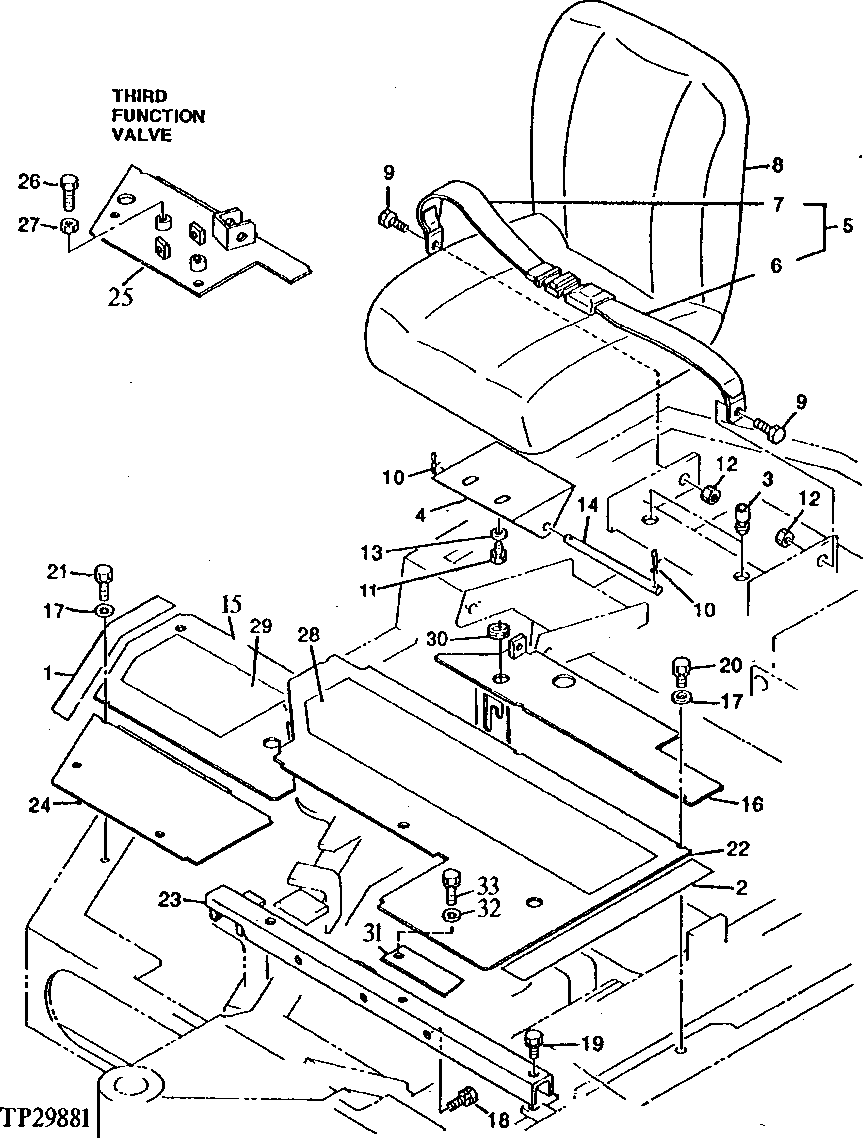 Схема запчастей John Deere 5 - 2 - SEAT, SEAT BELT AND FLOOR PANELS 1821 - OPERATORS STATION 18