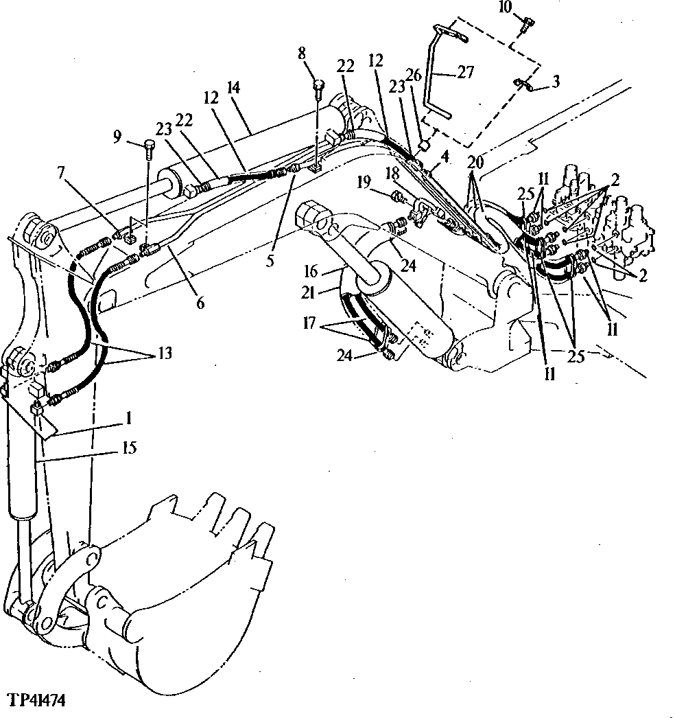 Схема запчастей John Deere 5 - 14 - BOOM HYDRAULIC LINES AND HOSES 2160 - MAIN HYDRAULIC SYSTEM