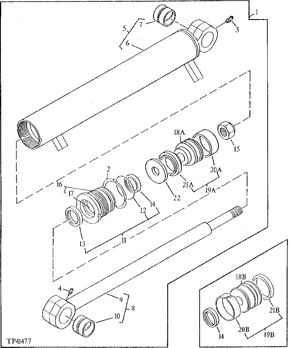 Схема запчастей John Deere 5 - 20 - ARM CYLINDER 2160 - MAIN HYDRAULIC SYSTEM