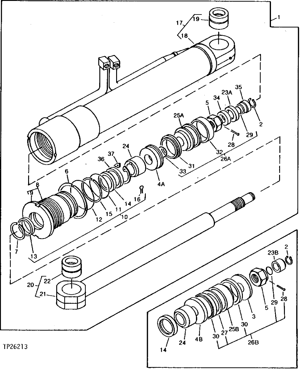 Схема запчастей John Deere 5 - 24 - SWING CYLINDER 2160 - MAIN HYDRAULIC SYSTEM