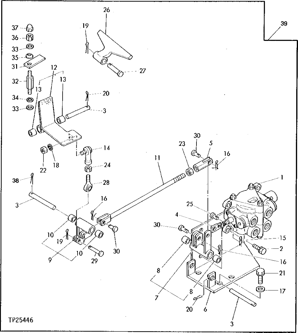 Схема запчастей John Deere 5 - 8 - THIRD FUNCTION VALVE, PEDAL AND LINKAGE 3360 - EXCAVATOR