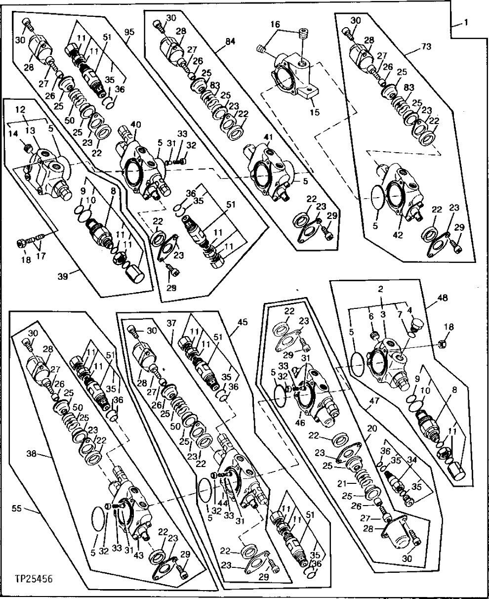 Схема запчастей John Deere 5 - 10 - MAIN HYDRAULIC CONTROL VALVE 3360 - EXCAVATOR