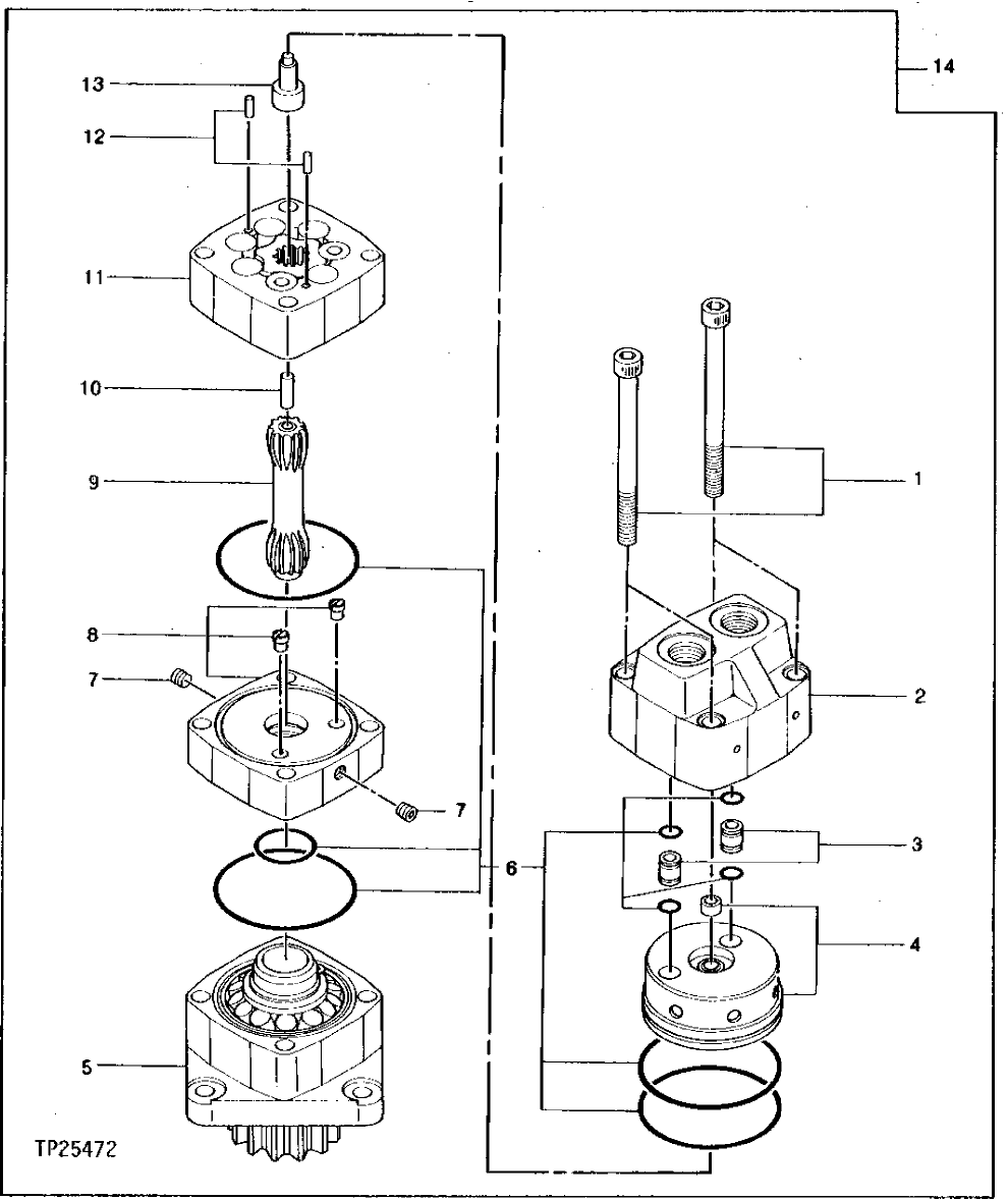 Схема запчастей John Deere 5 - 2 - SWING MOTOR 4360 - SWING, ROTATION OR PIVOTING SYSTEM 43