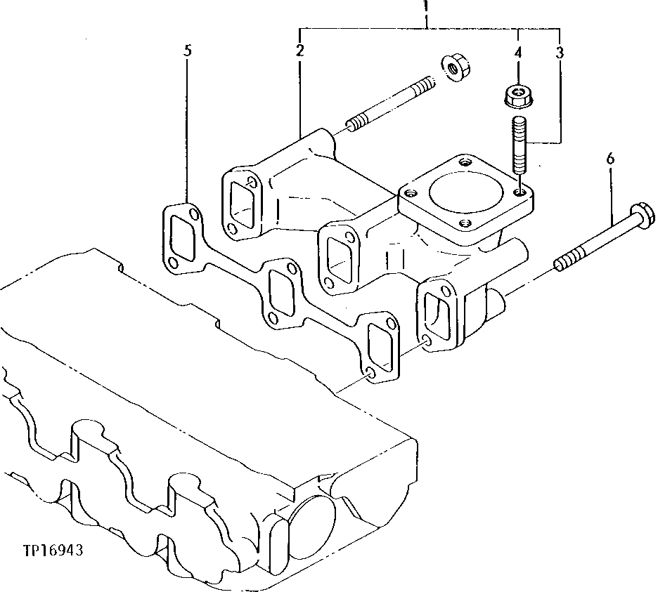 Схема запчастей John Deere 5 - 2 - ENGINE EXHAUST MANIFOLD 410 - ENGINE 4