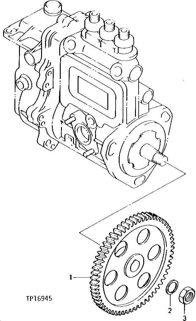 Схема запчастей John Deere 5 - 2 - FUEL INJECTION PUMP DRIVE GEAR 413 - ENGINE 4