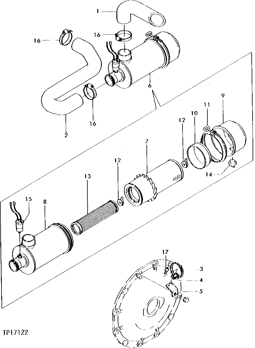 Схема запчастей John Deere 5 - 2 - AIR CLEANER 520 - ENGINE AUXILIARY SYSTEM 5