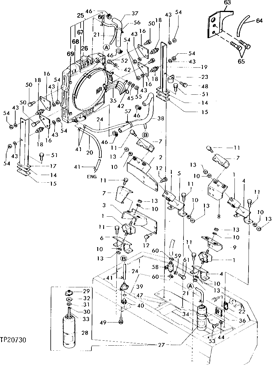 Схема запчастей John Deere 5 - 2 - ENGINE MOUNTS AND RADIATOR 540 - ENGINE AUXILIARY SYSTEM 5