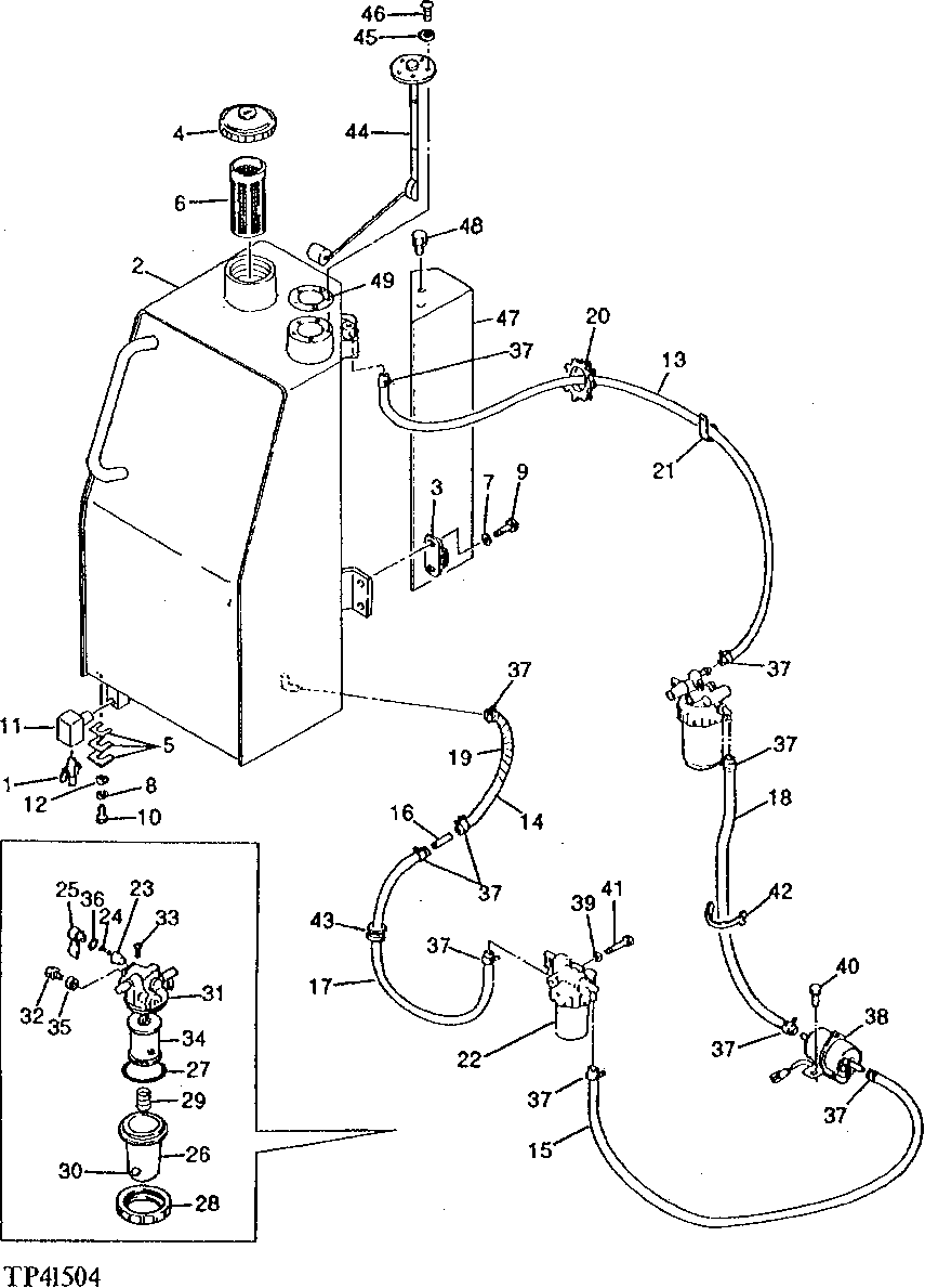 Схема запчастей John Deere 5 - 2 - FUEL TANK AND HOSES 560 - ENGINE AUXILIARY SYSTEM 5