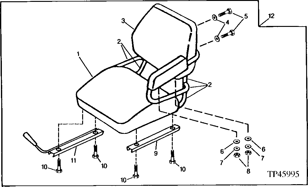 Схема запчастей John Deere 5 - 5 - SEAT ASSEMBLY WITH ARM 1821 - OPERATORS STATION 18