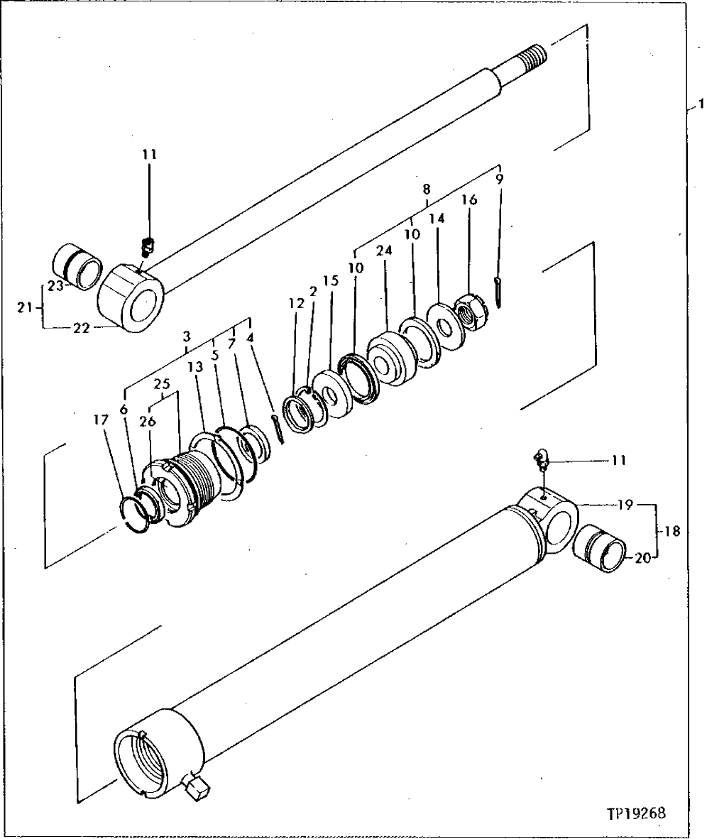 Схема запчастей John Deere 5 - 20 - ARM CYLINDER 2160 - MAIN HYDRAULIC SYSTEM 21