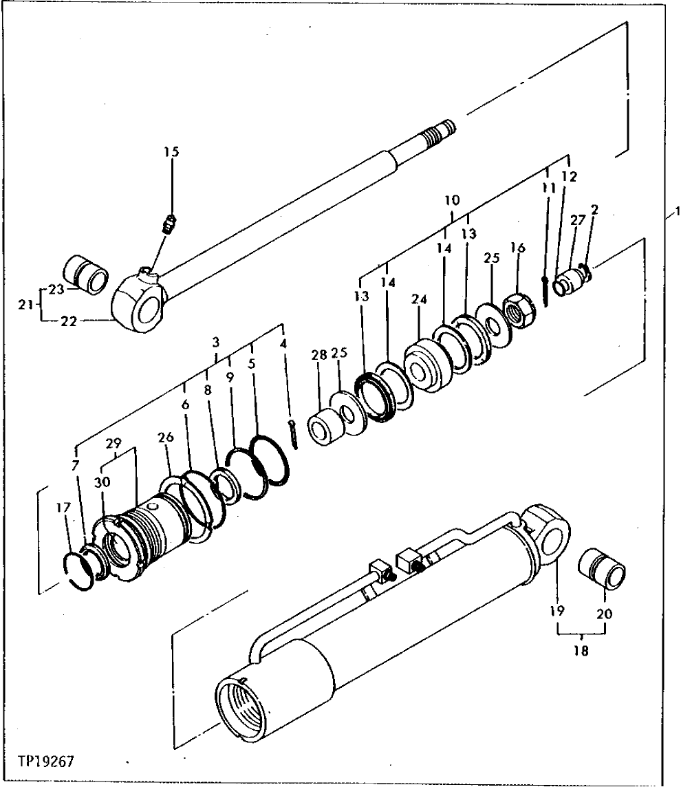 Схема запчастей John Deere 5 - 24 - SWING CYLINDER 2160 - MAIN HYDRAULIC SYSTEM 21