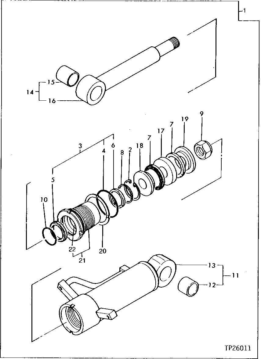 Схема запчастей John Deere 5 - 26 - BLADE CYLINDER 2160 - MAIN HYDRAULIC SYSTEM 21