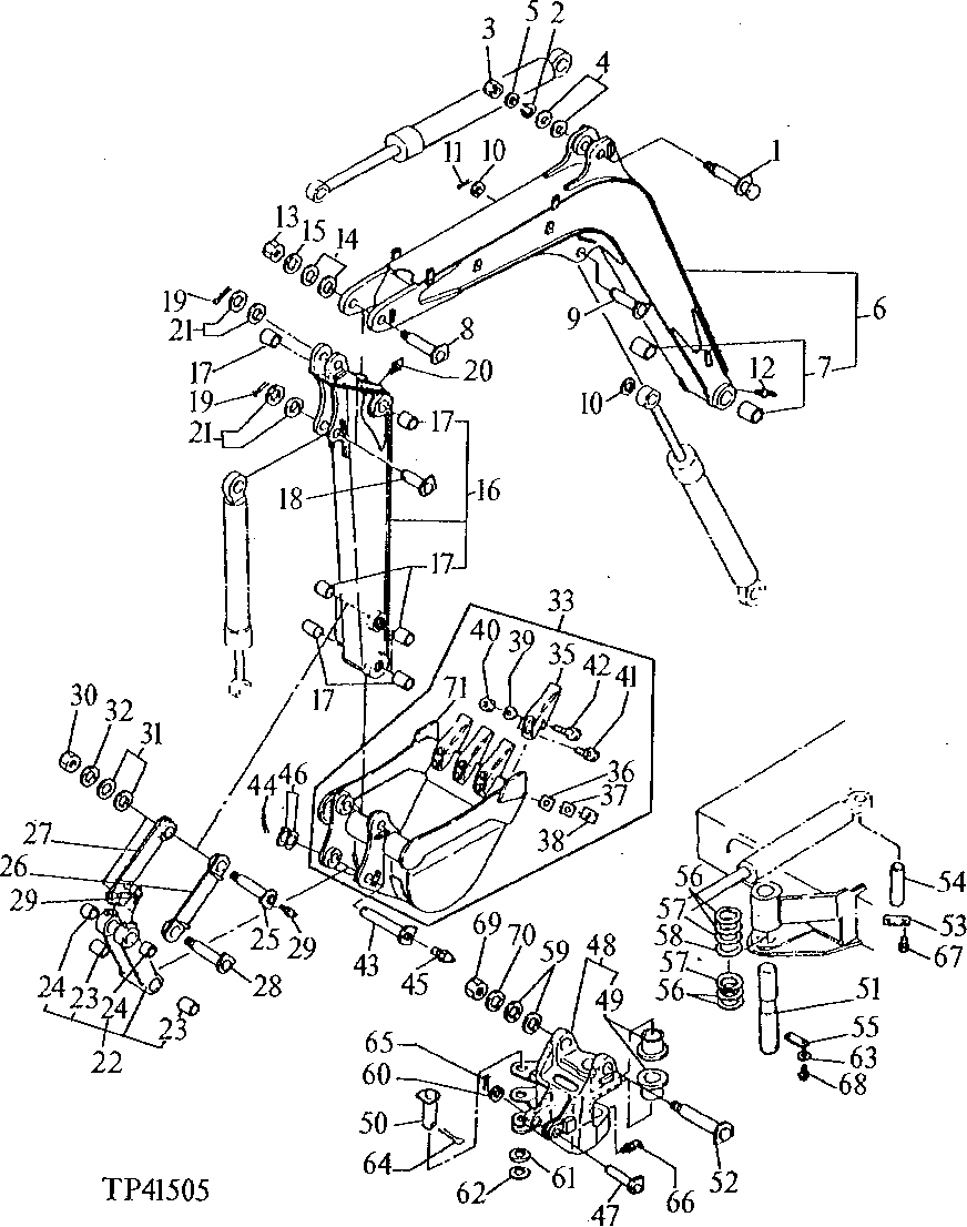 Схема запчастей John Deere 5 - 6 - ARM, BOOM, BUCKET AND LINKAGE 3302 - BACKHOE 33