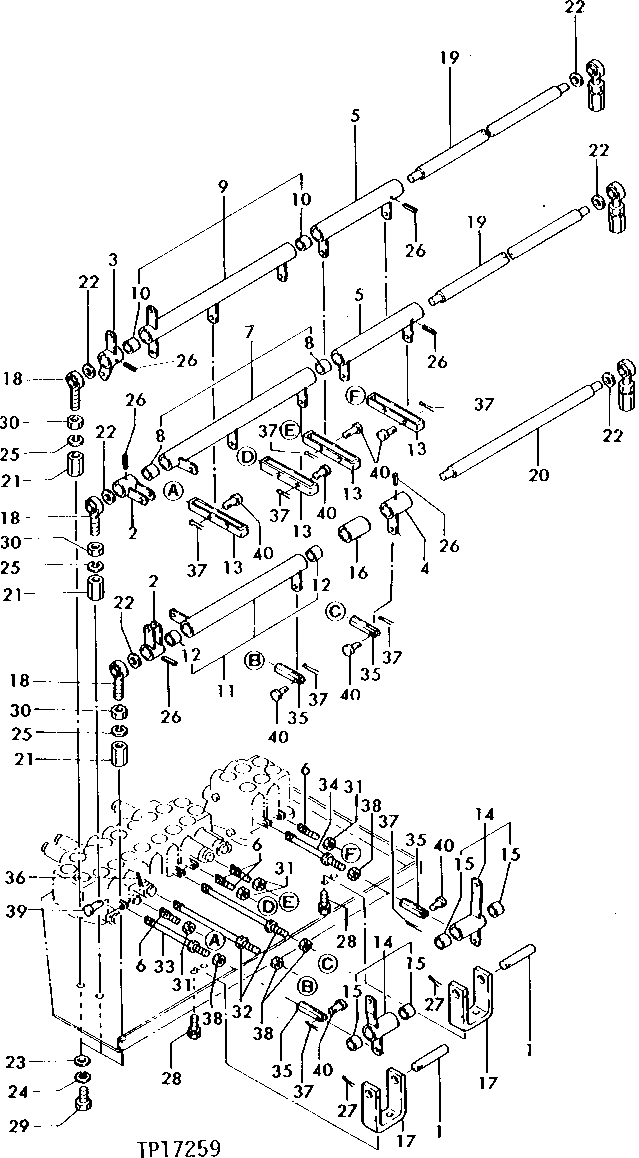 Схема запчастей John Deere 5 - 10 - CONTROL LEVER LINKAGE 3315 - BACKHOE 33