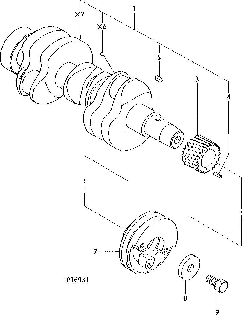 Схема запчастей John Deere 0 - 4 - CRANKSHAFT 401 - ENGINE 4