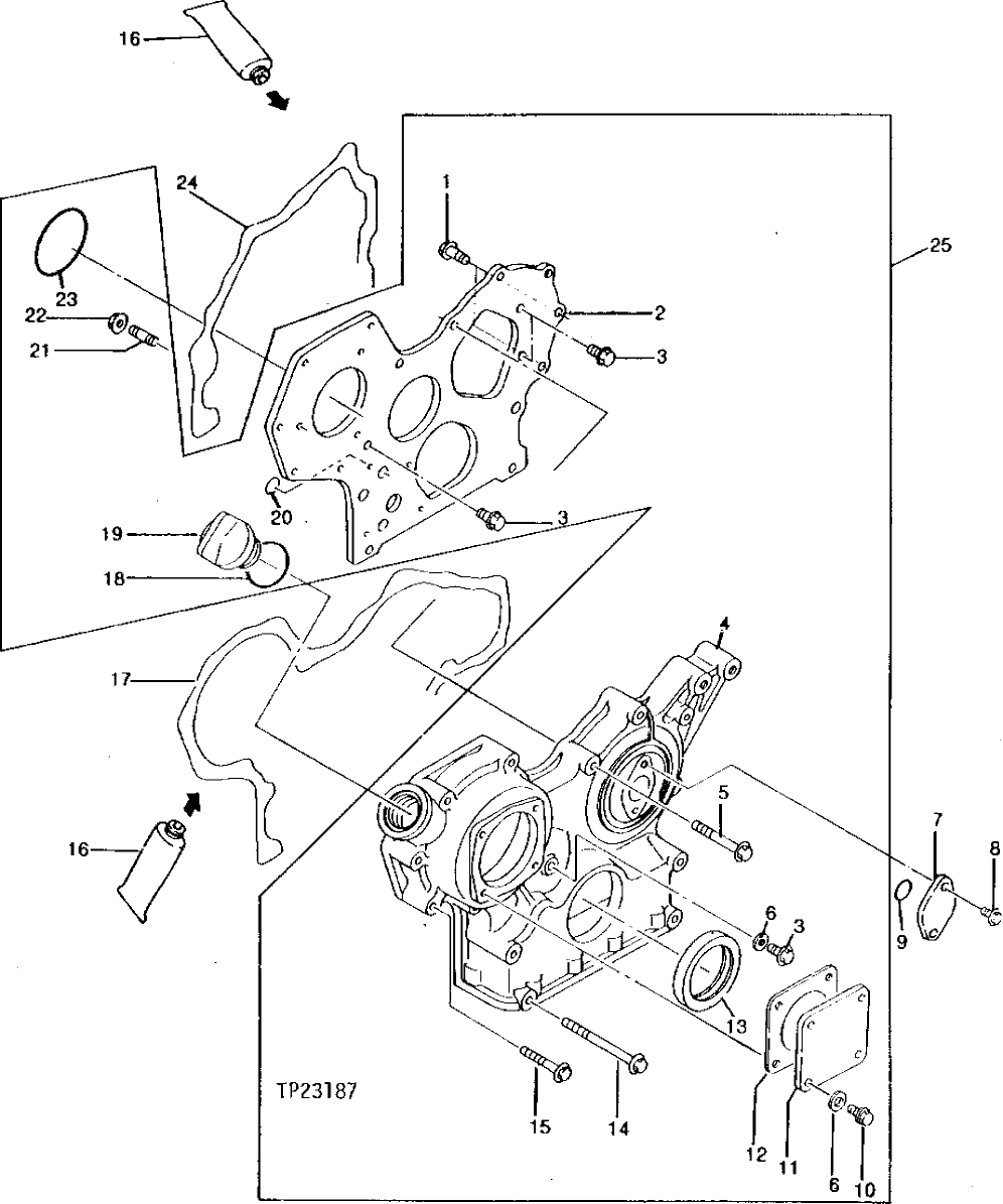 Схема запчастей John Deere 0 - 2 - ENGINE TIMING GEAR COVER 402 - ENGINE 4