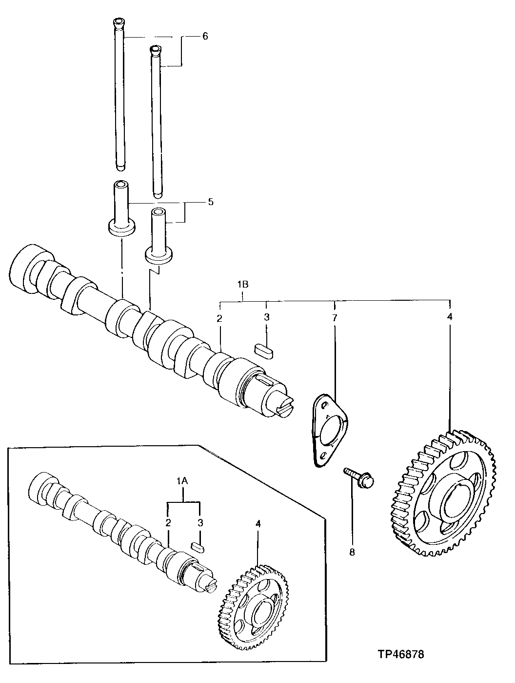 Схема запчастей John Deere 0 - 6 - CAMSHAFT AND GEAR 402 - ENGINE 4