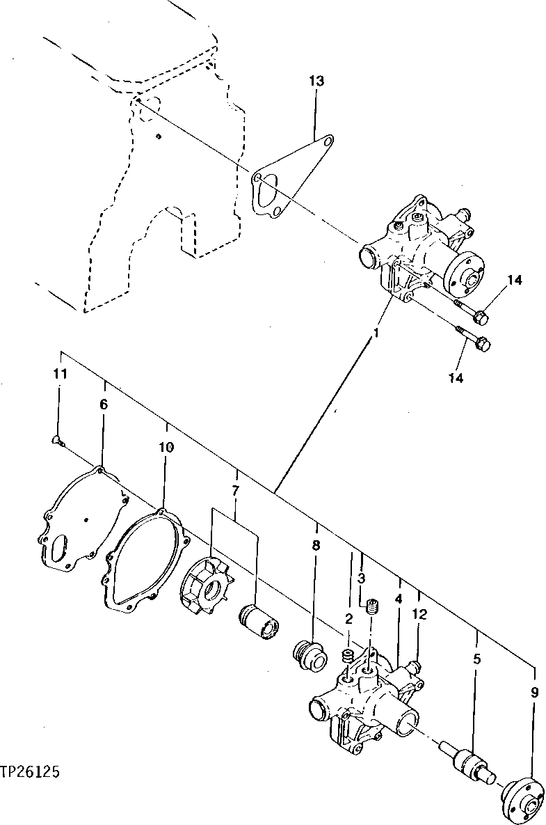 Схема запчастей John Deere 0 - 2 - ENGINE WATER PUMP 417 - ENGINE 4