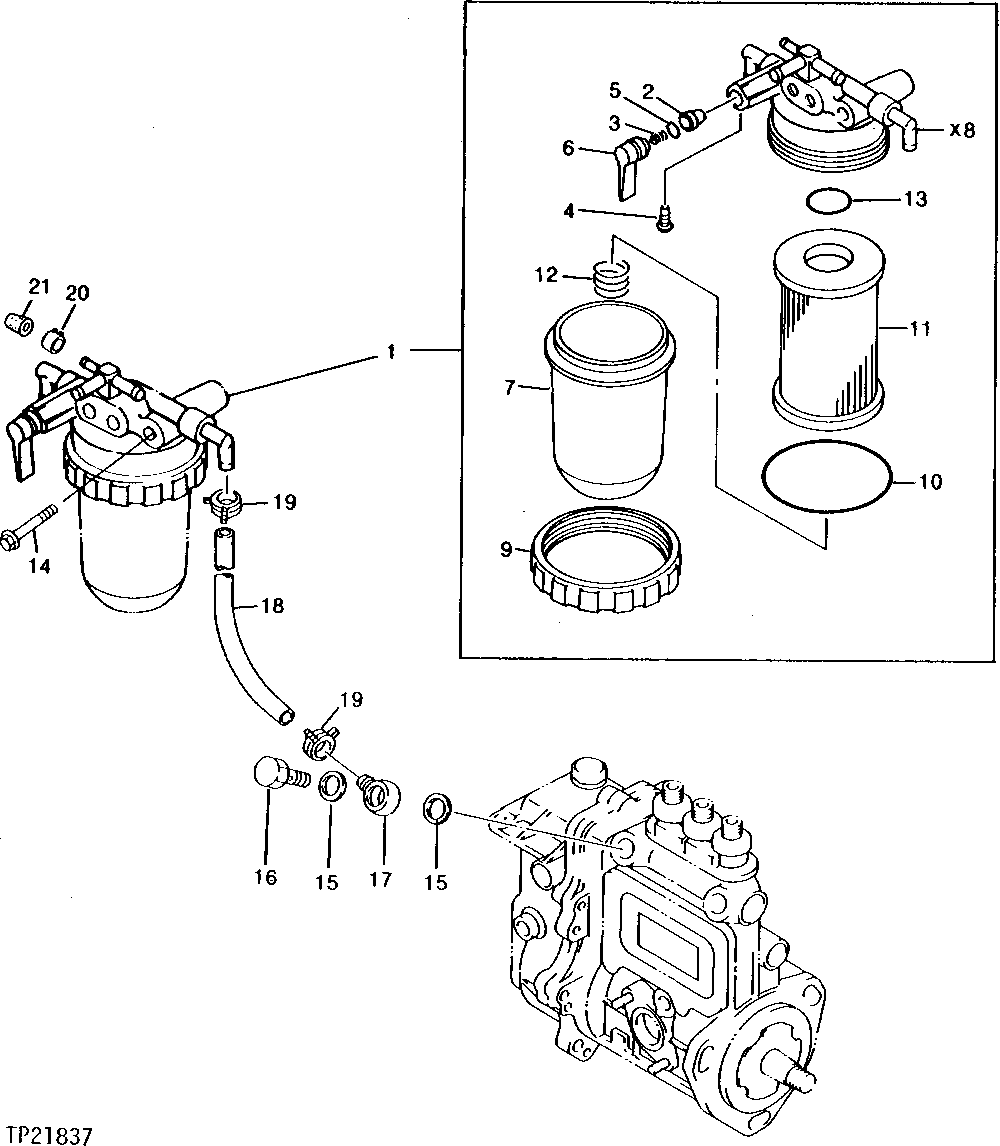 Схема запчастей John Deere 0 - 2 - FUEL FILTER 420 - ENGINE 4