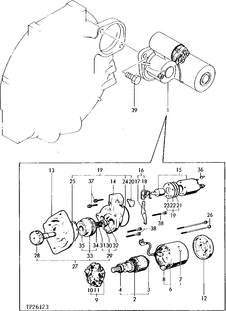 Схема запчастей John Deere 0 - 2 - STARTING MOTOR 422 - ENGINE 4