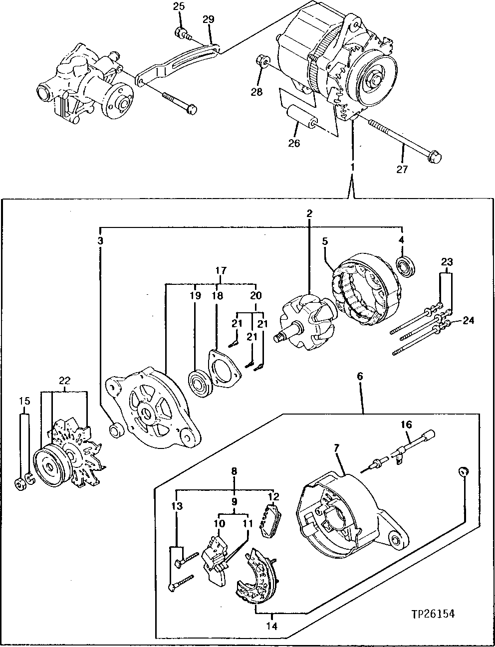 Схема запчастей John Deere 0 - 2 - ALTERNATOR AND MOUNTING BRACKETS 423 - ENGINE 4