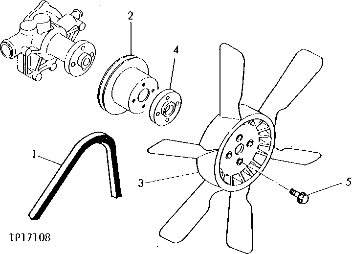 Схема запчастей John Deere 0 - 2 - FAN, PULLEY AND BELT 510 - ENGINE AUXILIARY SYSTEM 5