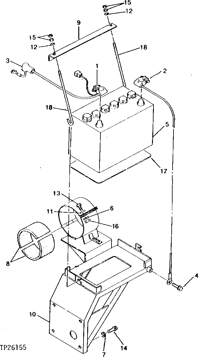 Схема запчастей John Deere 0 - 2 - BATTERY, SUPPORT AND CABLES 1671 - ELECTRICAL SYSTEM 16