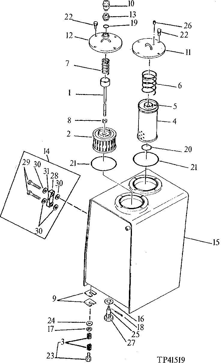 Схема запчастей John Deere 0 - 4 - HYDRAULIC RESERVOIR 2160 - MAIN HYDRAULIC SYSTEM 21