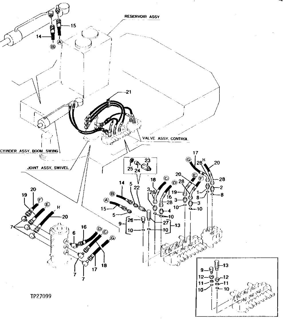 Схема запчастей John Deere 0 - 8 - HYDRAULIC HOSES AND FITTINGS 2160 - MAIN HYDRAULIC SYSTEM 21