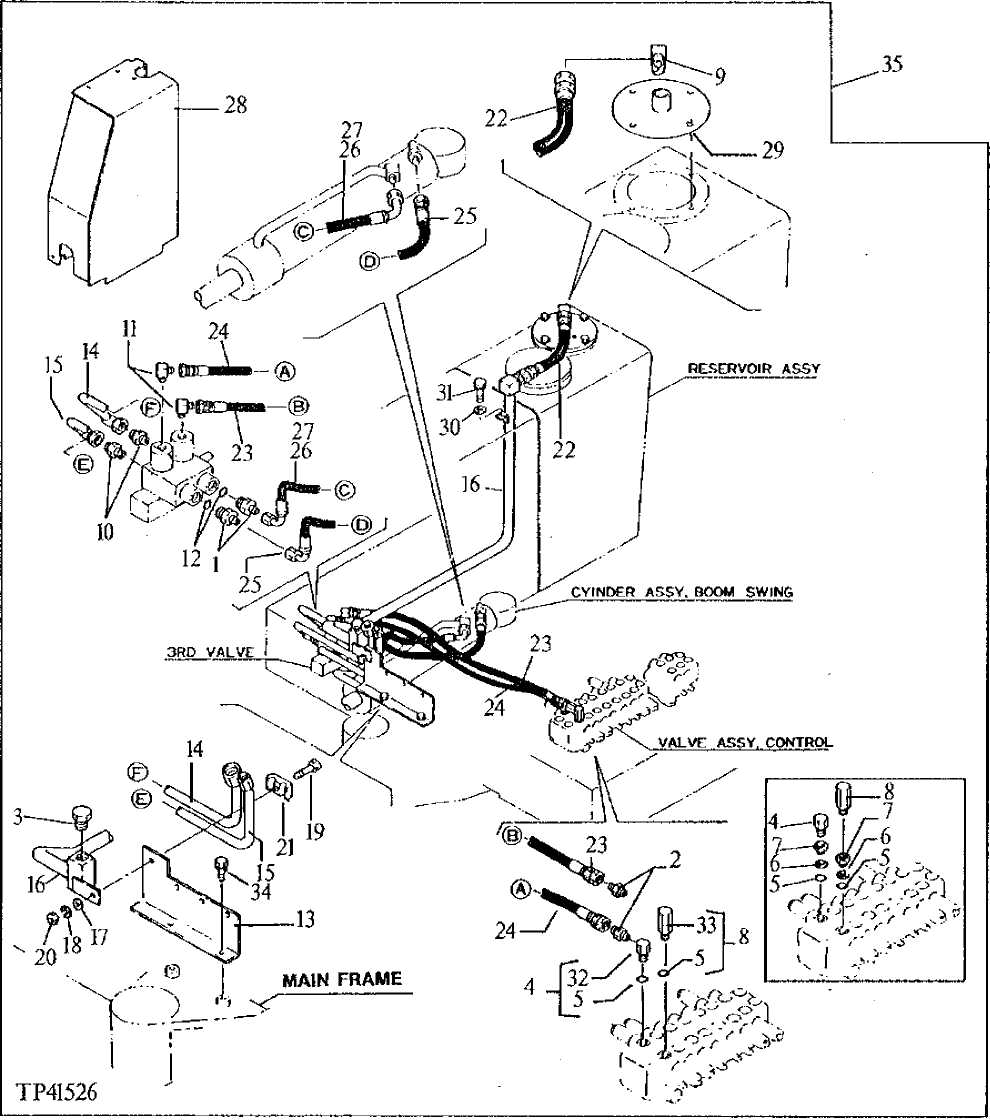 Схема запчастей John Deere 0 - 10 - HYDRAULIC HOSES, LINES AND FITTINGS 2160 - MAIN HYDRAULIC SYSTEM 21