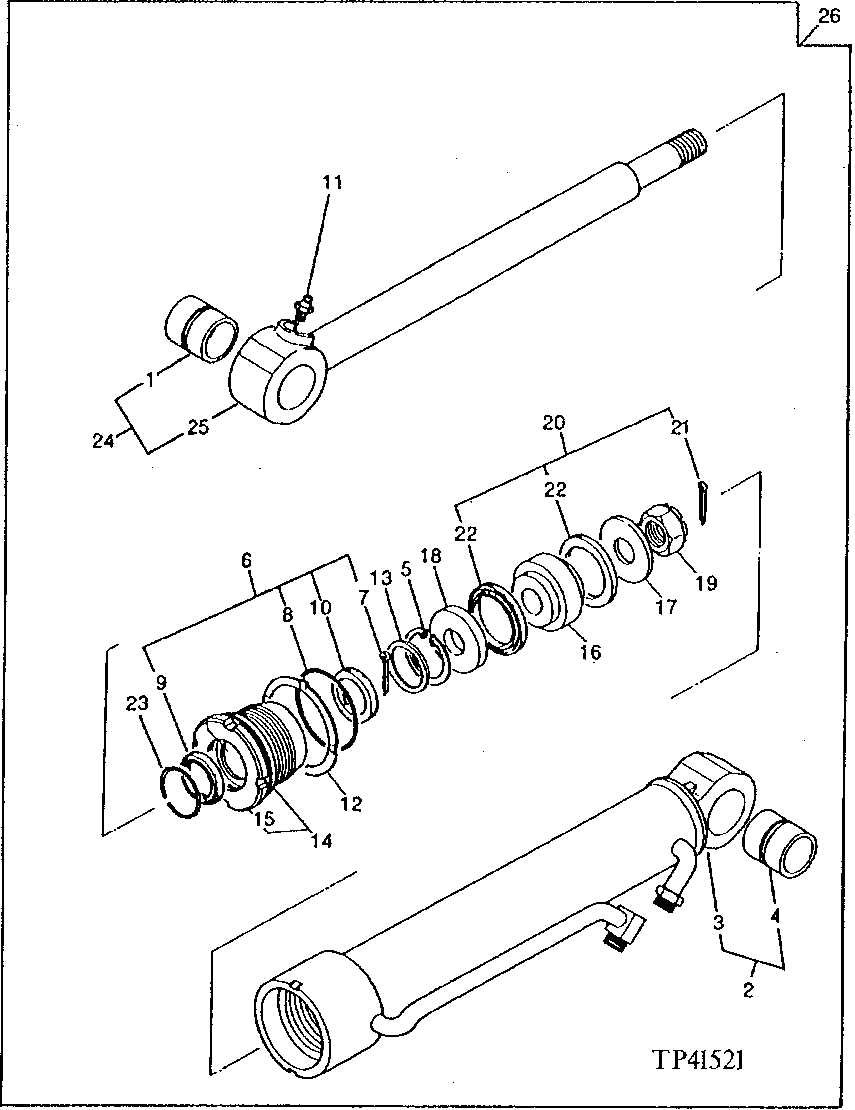 Схема запчастей John Deere 0 - 24 - SWING CYLINDER 2160 - MAIN HYDRAULIC SYSTEM 21