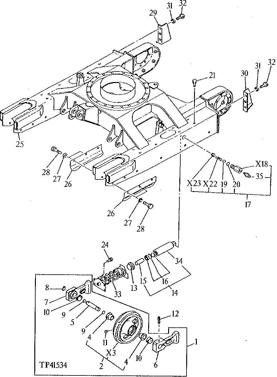 Схема запчастей John Deere 0 - 2 - TRACK FRAME AND IDLER 130 - TRACKS 1