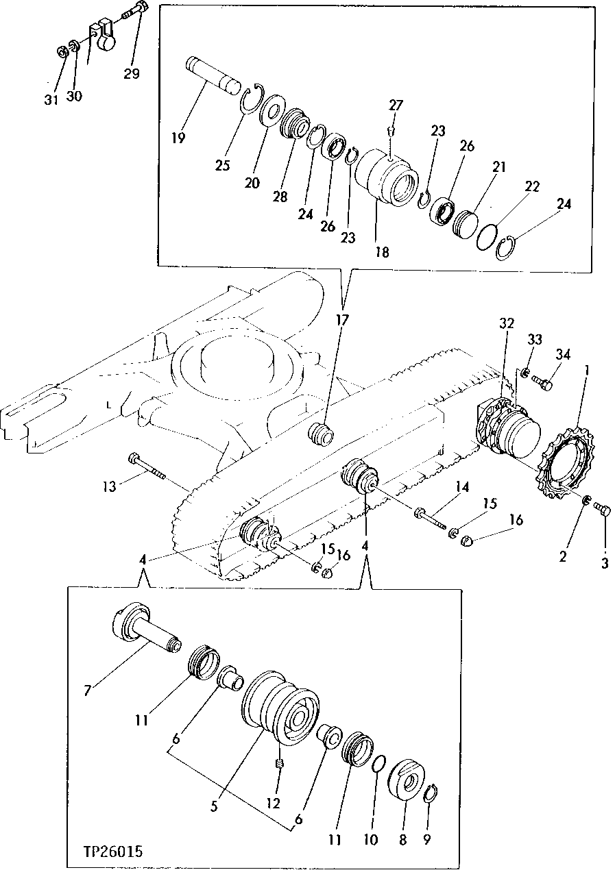 Схема запчастей John Deere 0 - 6 - CARRIER ROLLER 130 - TRACKS 1