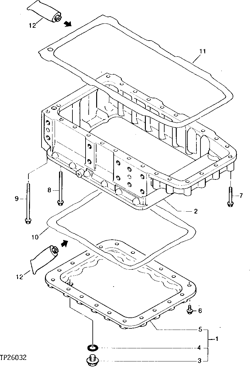 Схема запчастей John Deere 0 - 2 - ENGINE OIL PAN 407 - ENGINE 4