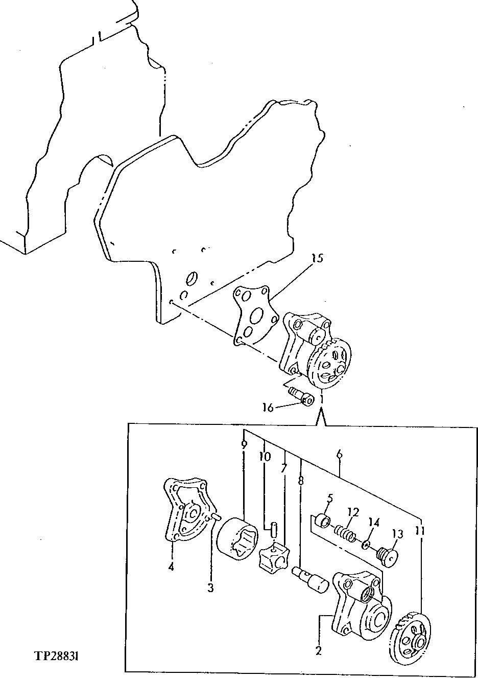 Схема запчастей John Deere 0 - 4 - ENGINE OIL PUMP 407 - ENGINE 4