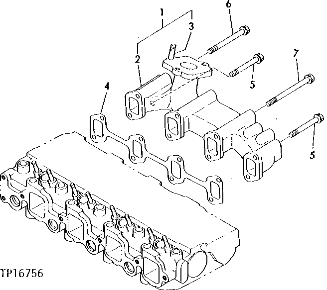 Схема запчастей John Deere 0 - 1 - ENGINE EXHAUST MANIFOLD 410 - ENGINE 4