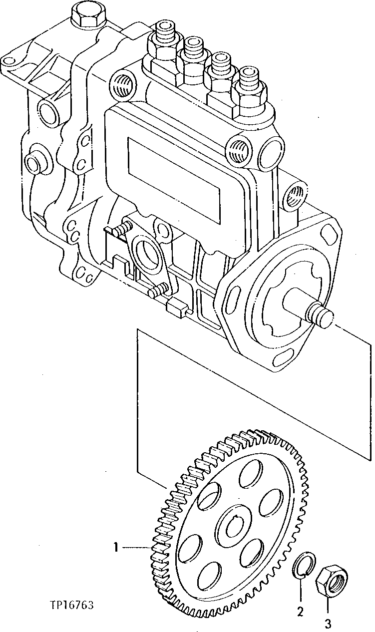 Схема запчастей John Deere 0 - 2 - FUEL INJECTION PUMP DRIVE GEAR 413 - ENGINE 4