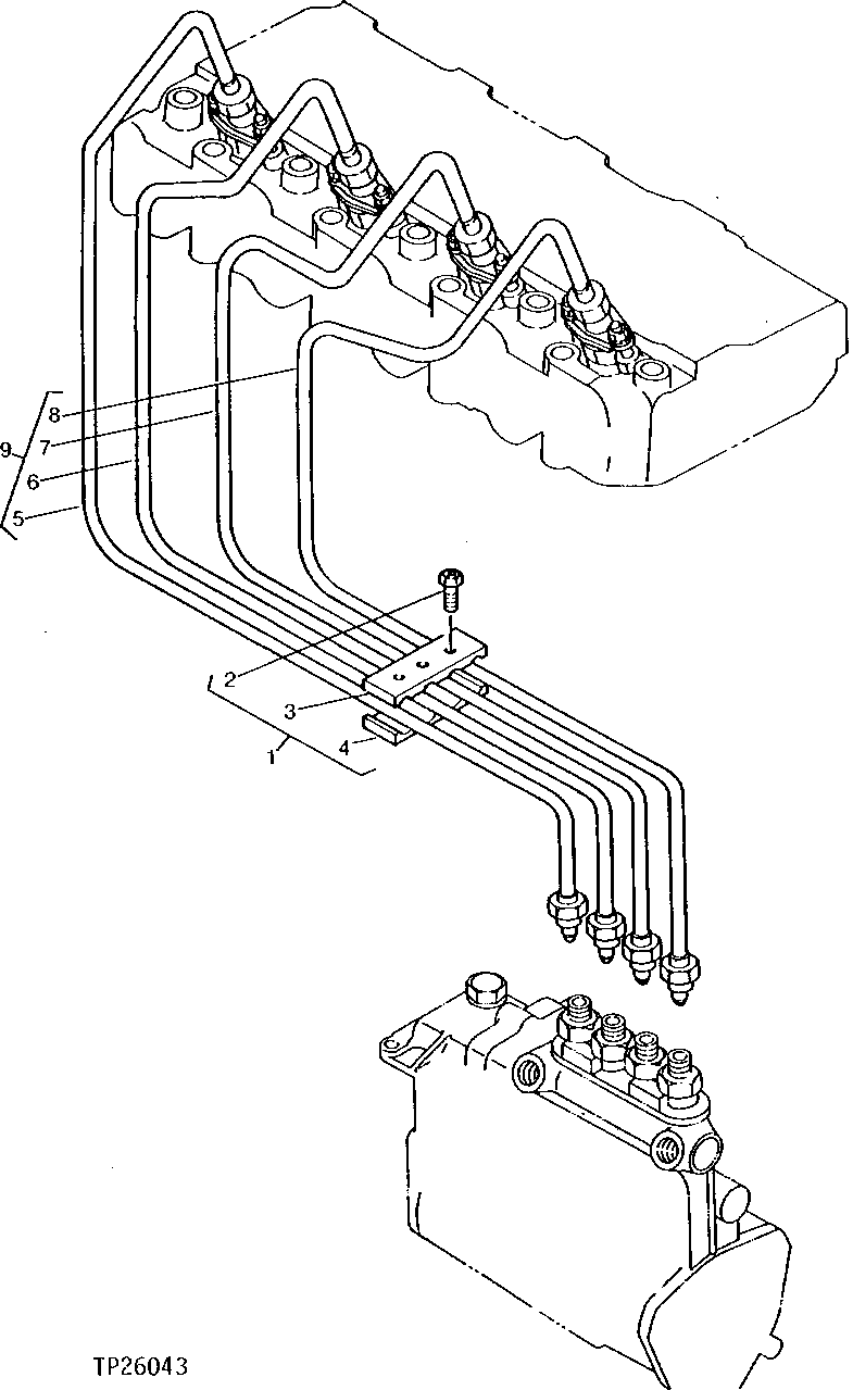 Схема запчастей John Deere 0 - 8 - FUEL INJECTION LINES 413 - ENGINE 4