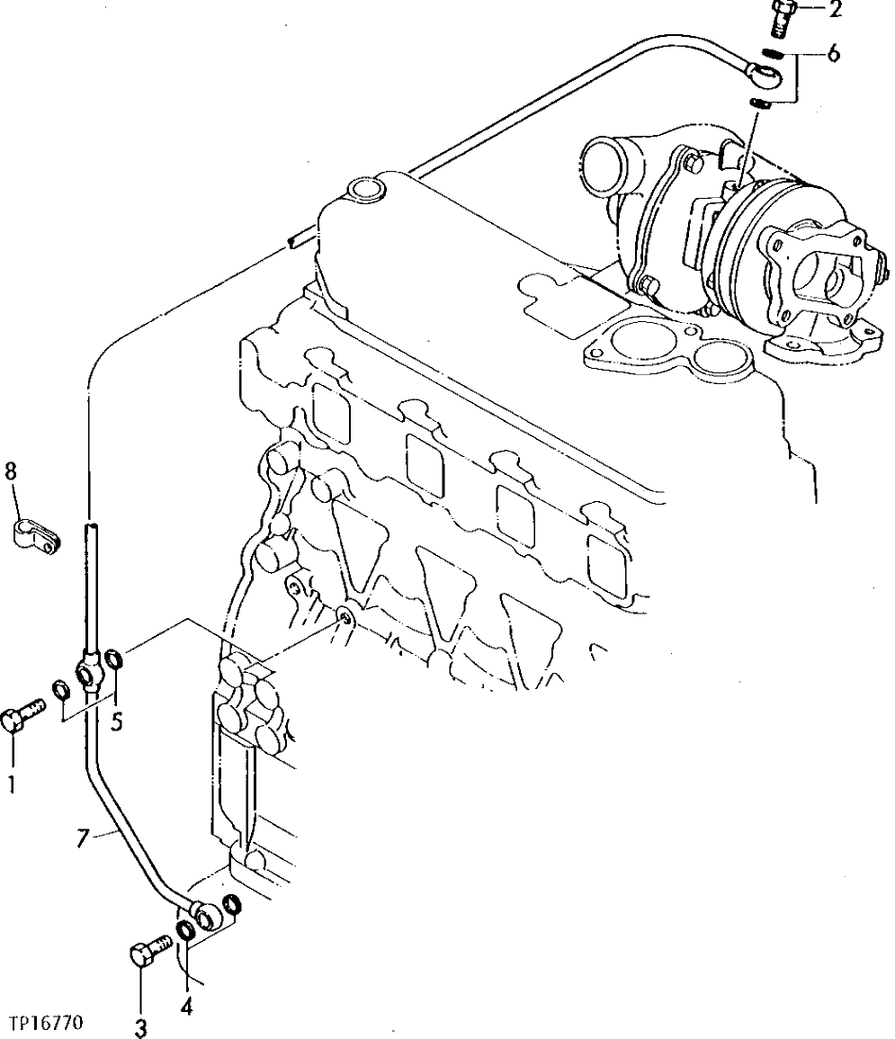 Схема запчастей John Deere 0 - 6 - TURBOCHARGER OIL LINE 416 - ENGINE 4