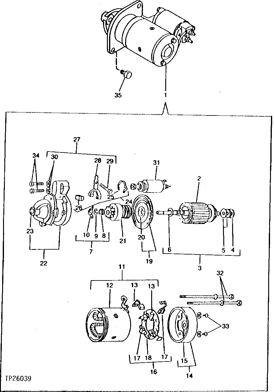 Схема запчастей John Deere 0 - 2 - STARTING MOTOR 422 - ENGINE 4