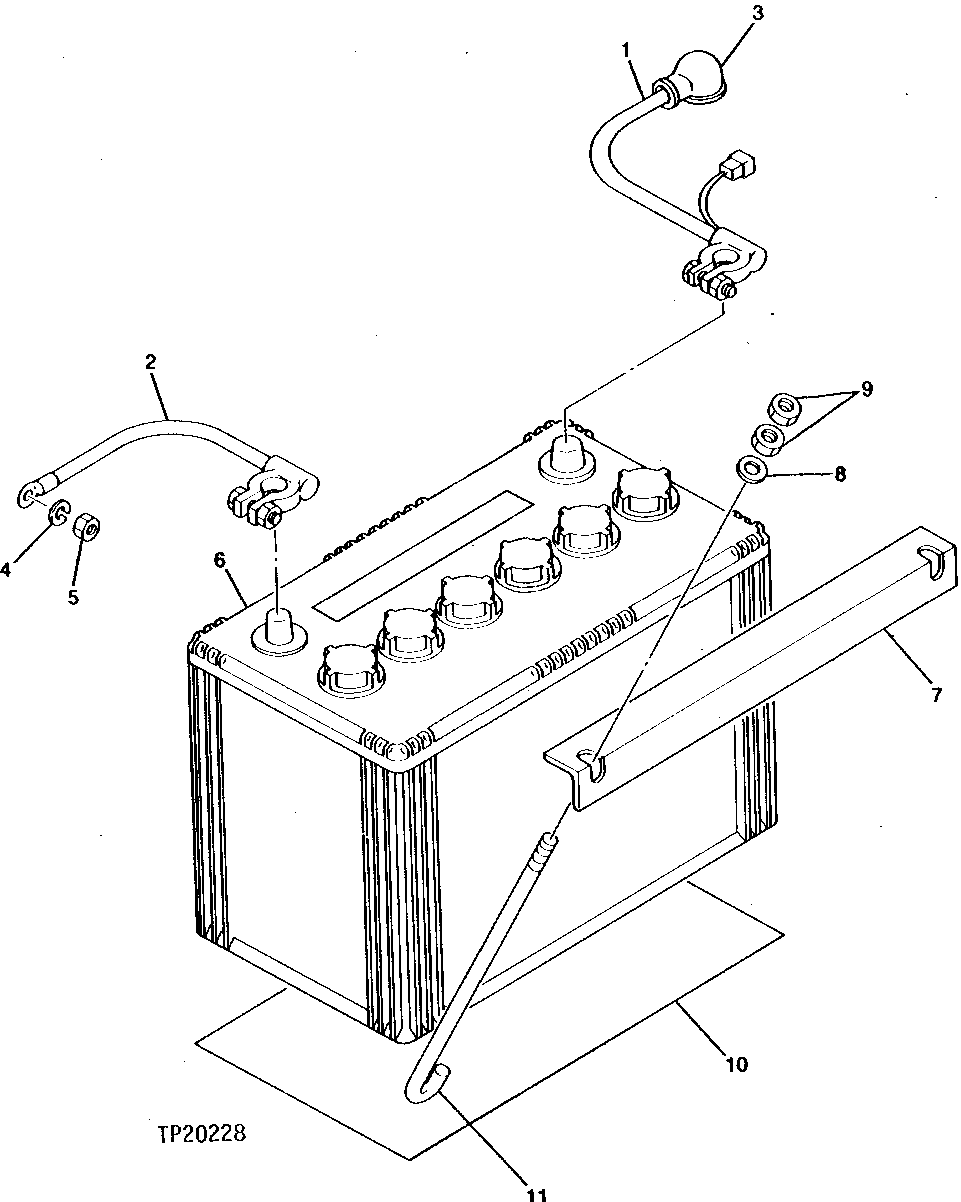 Схема запчастей John Deere 0 - 2 - BATTERY AND CABLES 1671 - ELECTRICAL SYSTEM 16