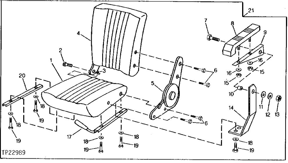 Схема запчастей John Deere 0 - 5 - SEAT ASSEMBLY WITH ARM 1821 - OPERATORS STATION 18