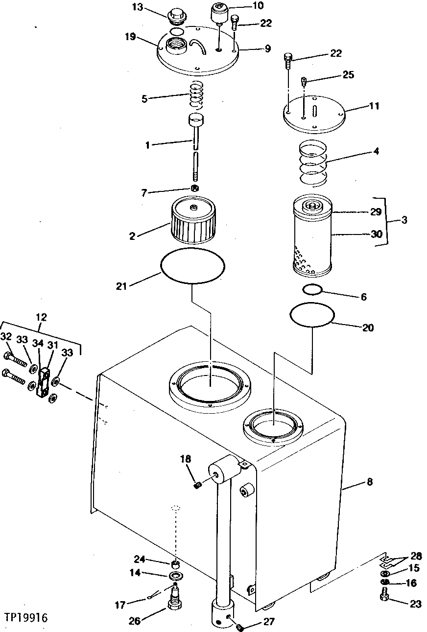 Схема запчастей John Deere 0 - 6 - HYDRAULIC RESERVOIR 2160 - MAIN HYDRAULIC SYSTEM 21