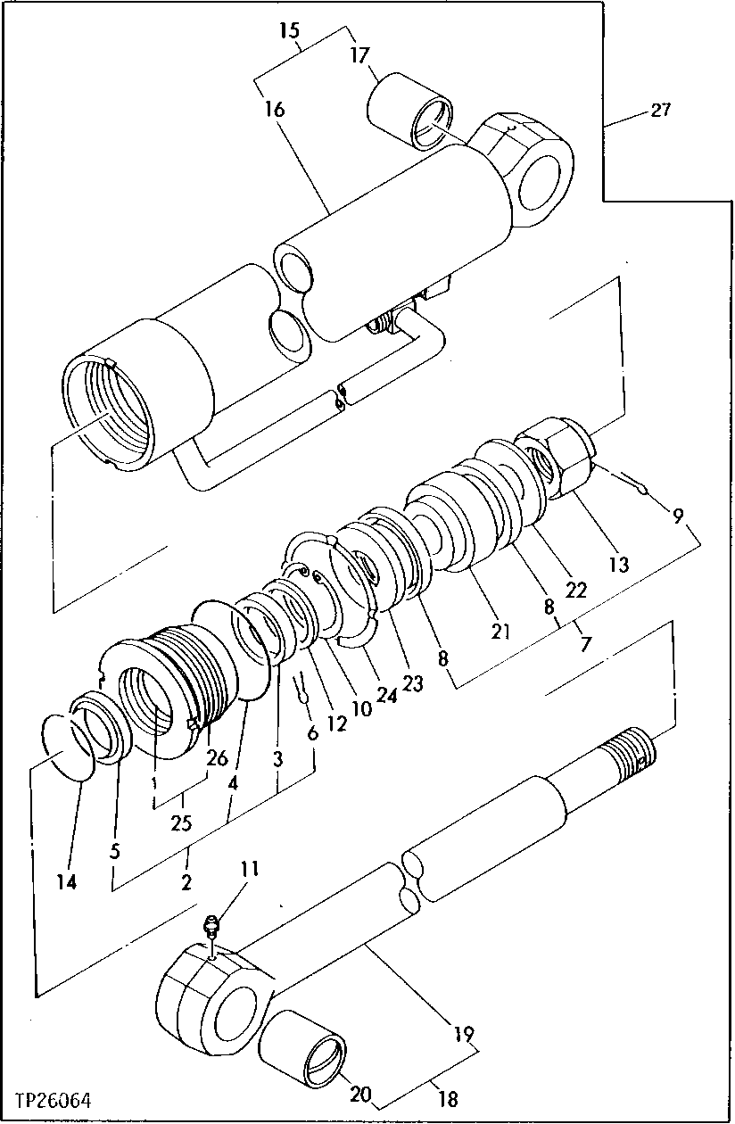 Схема запчастей John Deere 0 - 16 - SWING CYLINDER 2160 - MAIN HYDRAULIC SYSTEM 21