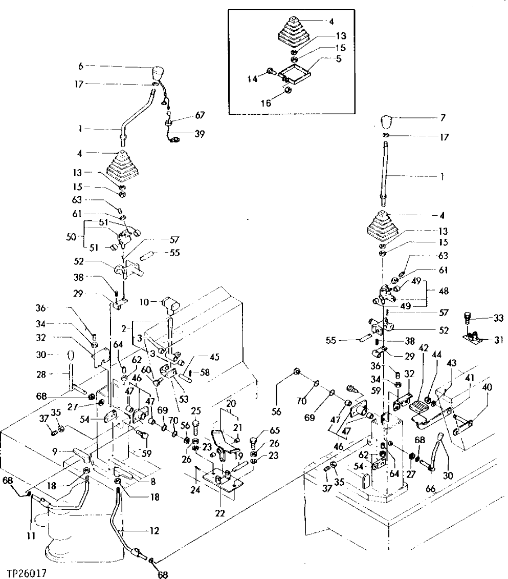 Схема запчастей John Deere 0 - 4 - CONTROL LEVERS, PEDALS AND LINKAGE 3315 - BACKHOE (EXCAVATOR) 33
