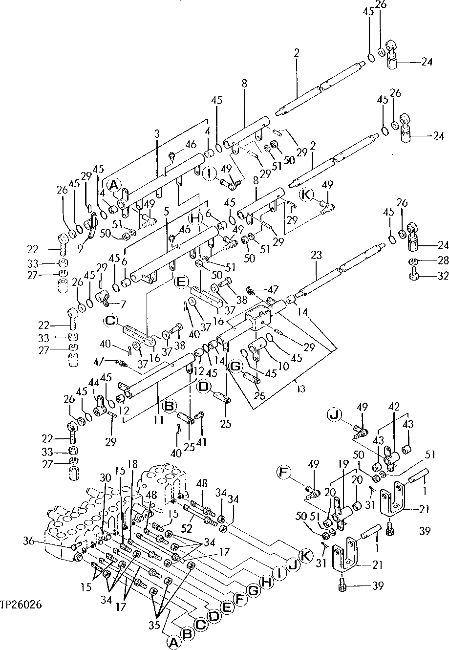 Схема запчастей John Deere 0 - 10 - CONTROL LEVER LINKAGE 3315 - BACKHOE (EXCAVATOR) 33