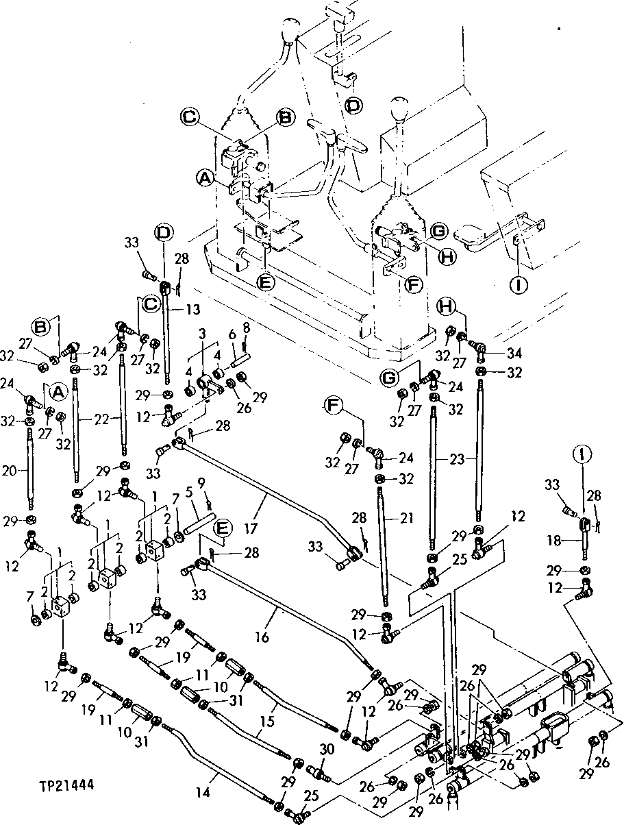 Схема запчастей John Deere 0 - 14 - CONTROL LEVER LINKAGE 3315 - BACKHOE (EXCAVATOR) 33