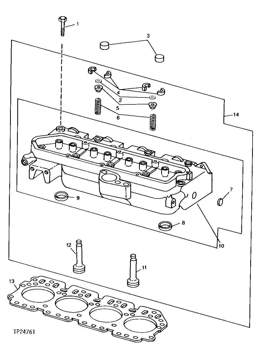 Схема запчастей John Deere 0D - 2 - CYLINDER HEAD WITH VALVES 409 - ENGINE 4