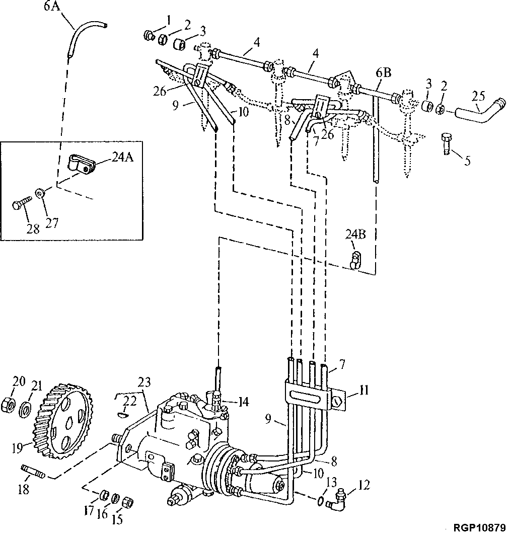 Схема запчастей John Deere 0D - 4 - FUEL INJECTION SYSTEM 413 - ENGINE 4